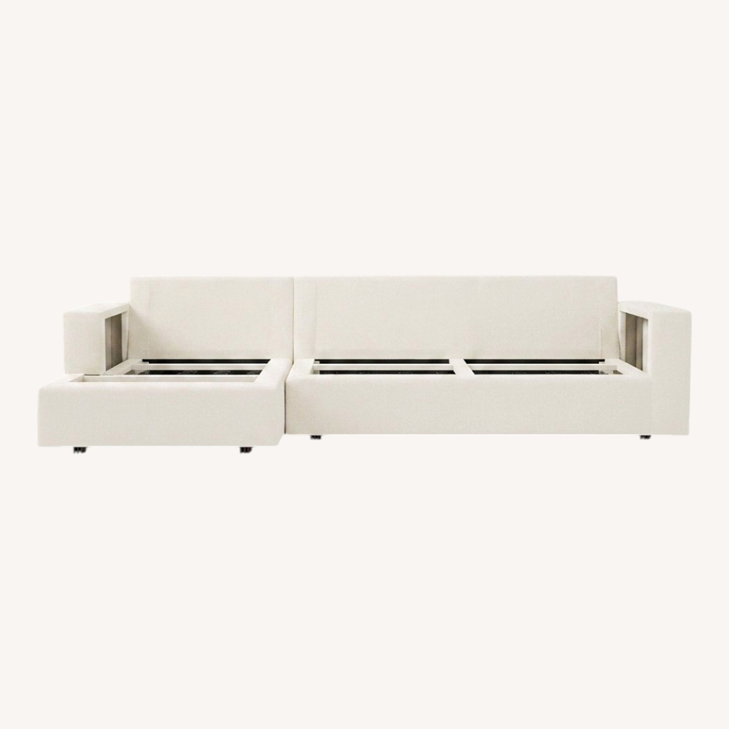 West Elm White Fabric 2 Piece Sectional - image-9