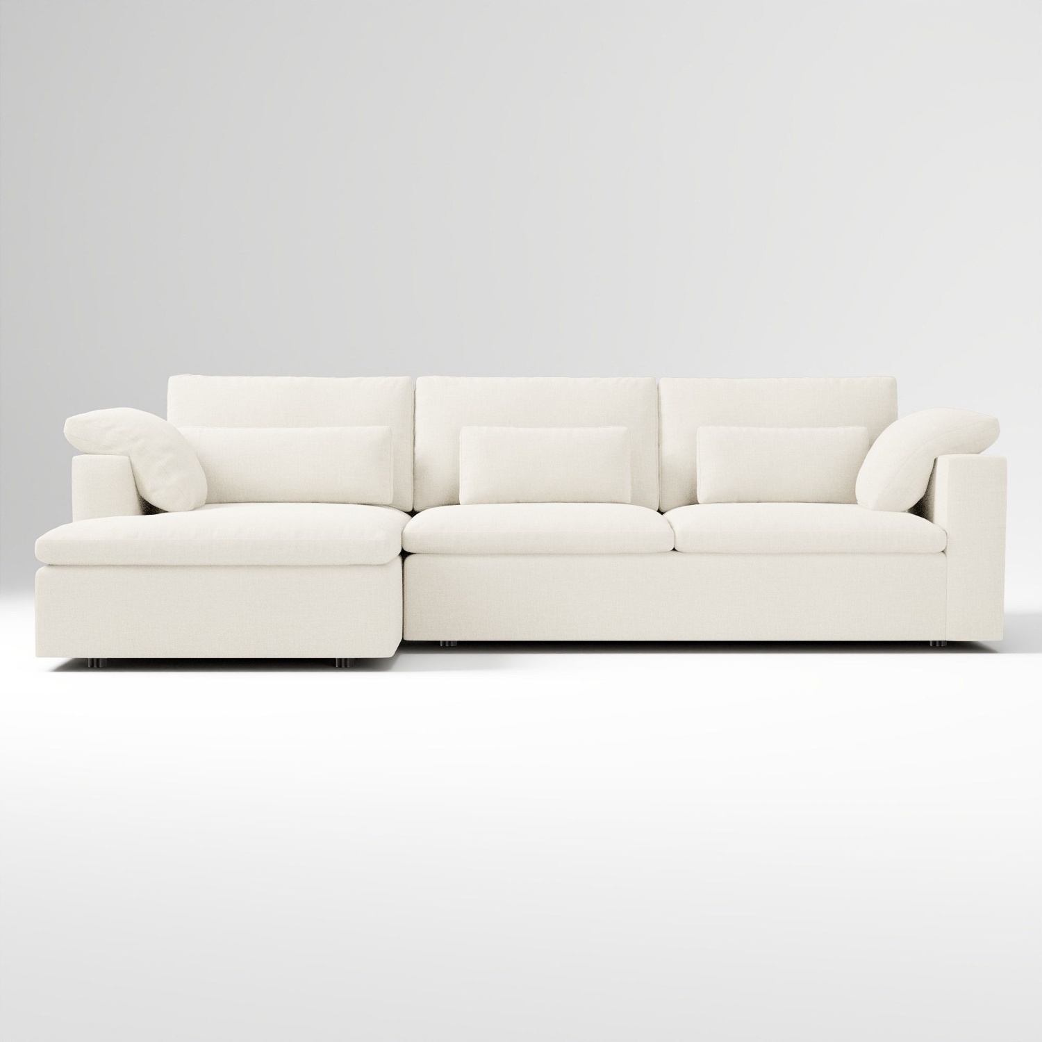 West Elm White Fabric 2 Piece Sectional - image-8