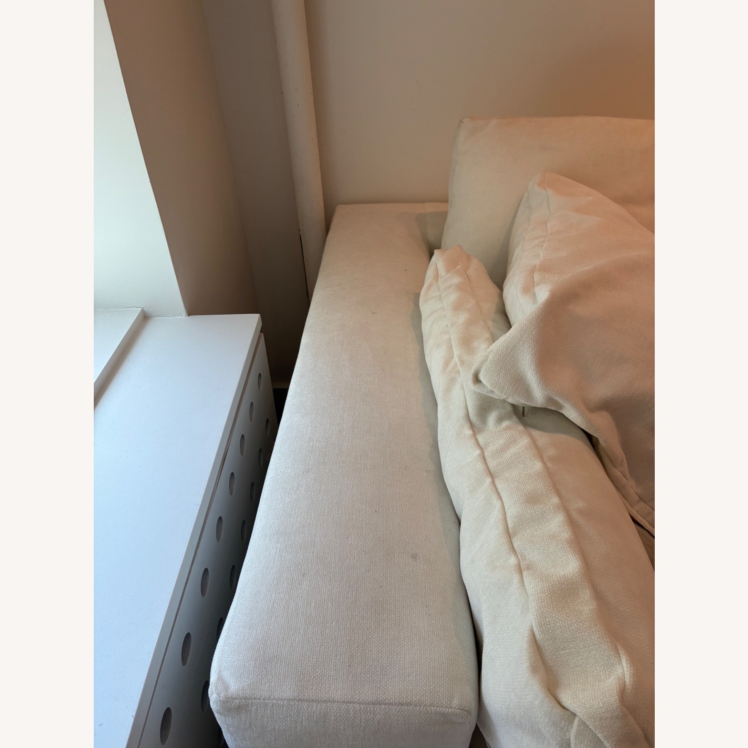 West Elm White Fabric 2 Piece Sectional - image-7