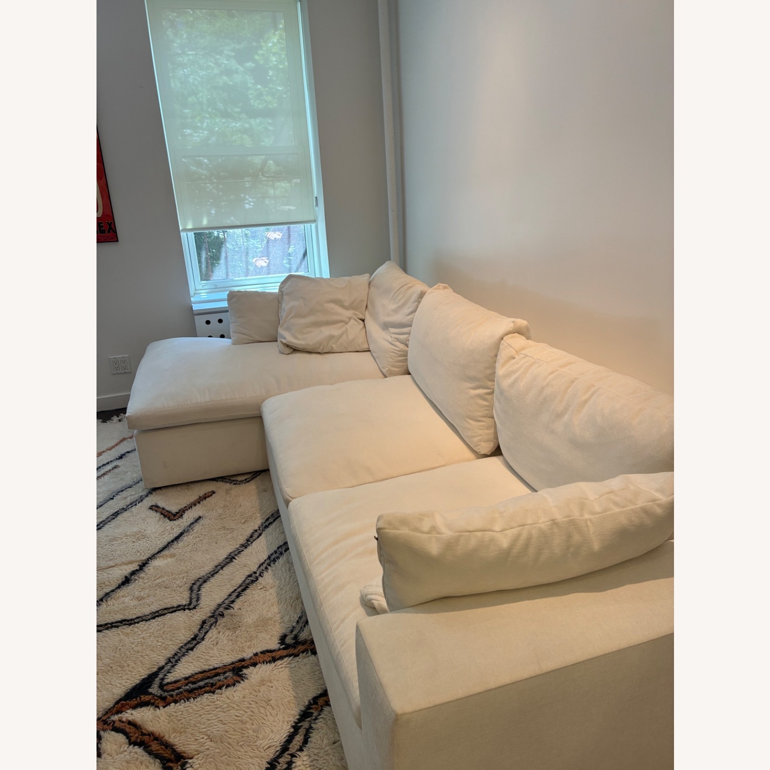 West Elm White Fabric 2 Piece Sectional - image-2