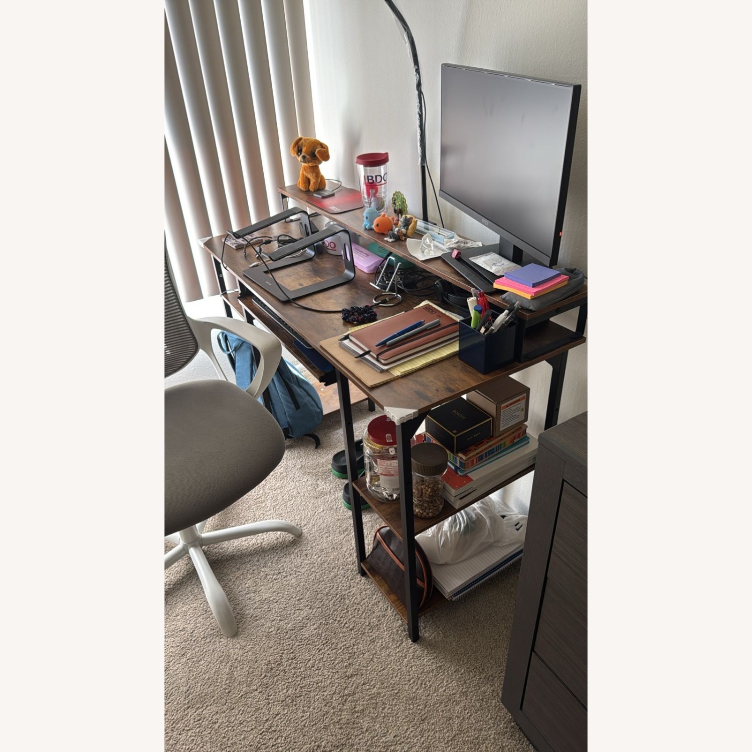 Double Decker Office Desk With Keyboard Shelf - image-1