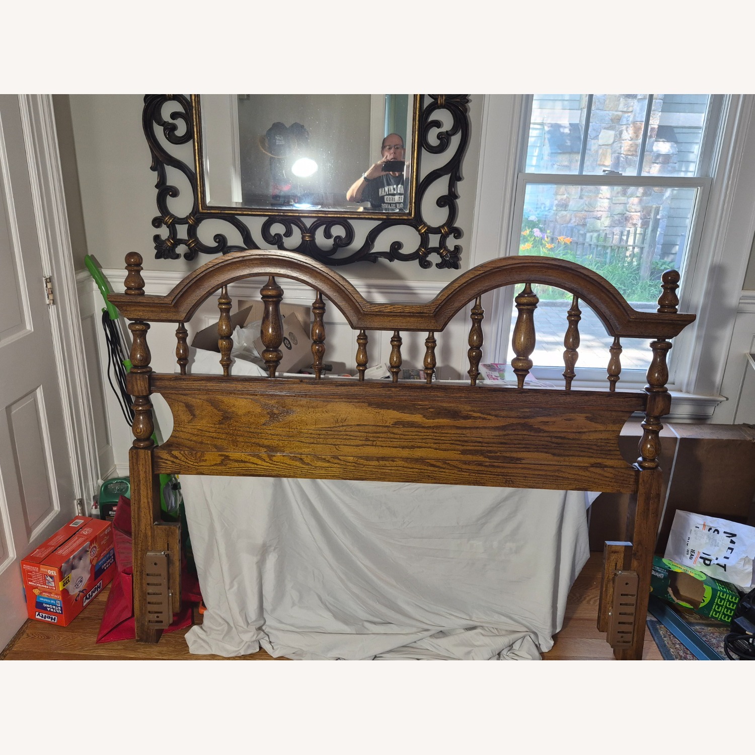 Vintage Queen Oak Headboard - image-3