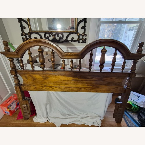 Used Vintage Queen Oak Headboard for sale on AptDeco