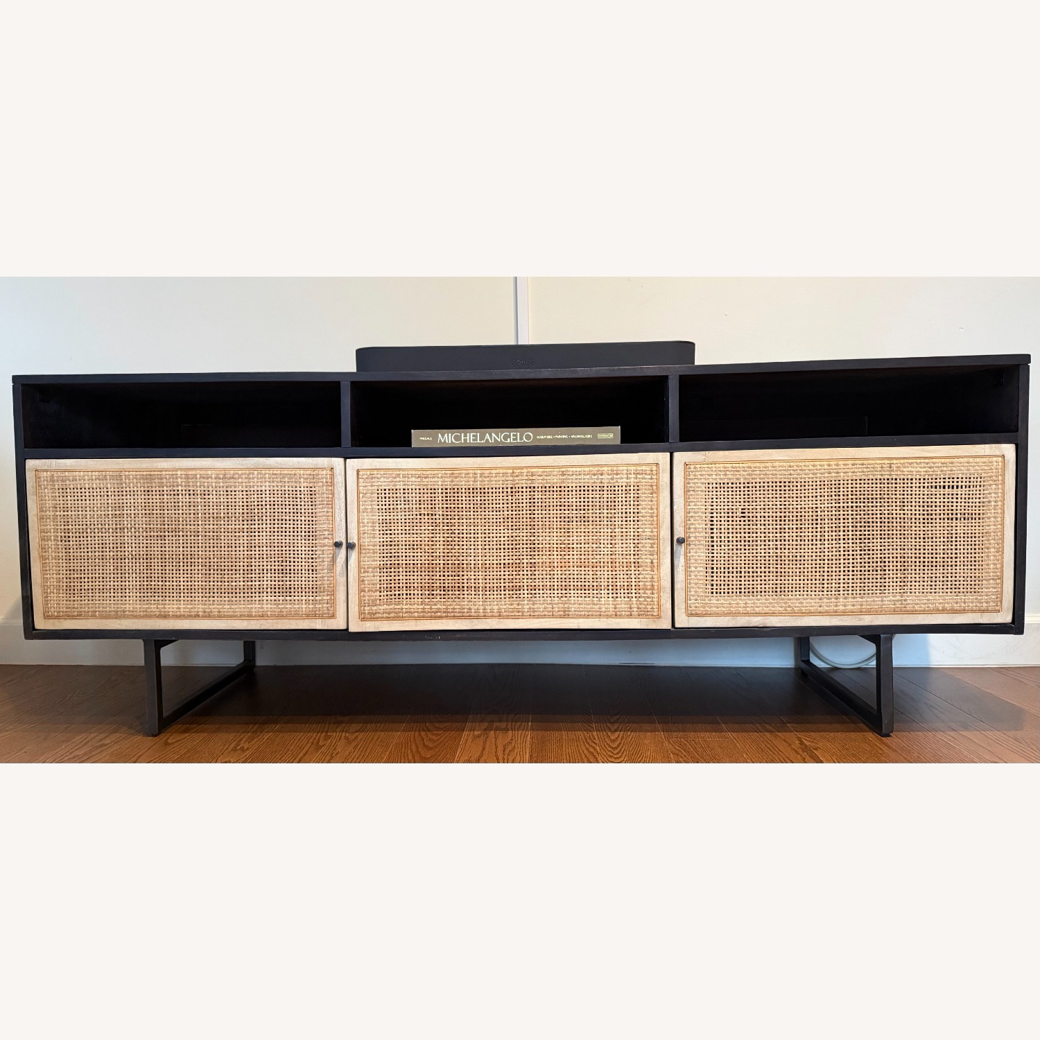 Pottery Barn Dolores Cane Media Console 65" - image-3