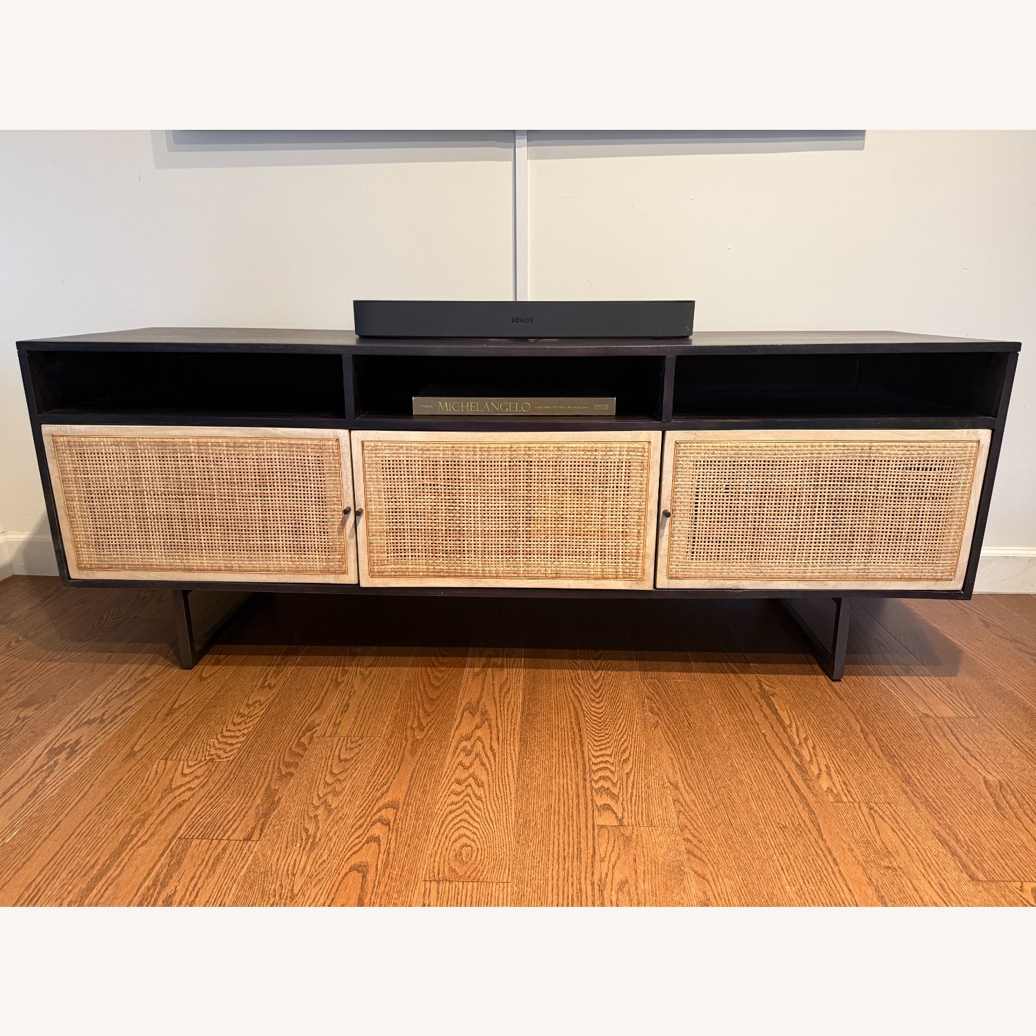 Pottery Barn Dolores Cane Media Console 65" - image-1