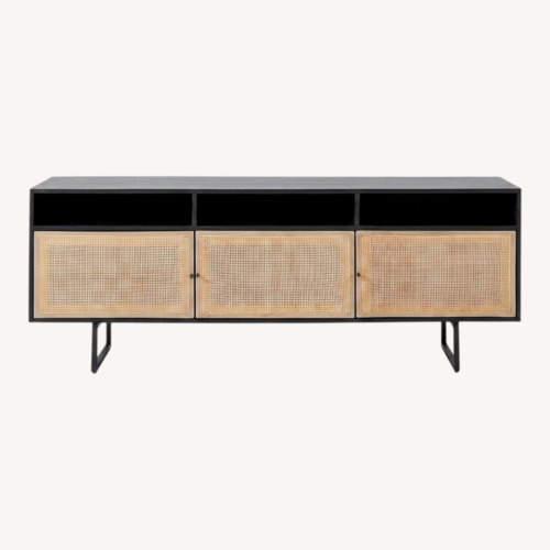Used Pottery Barn Dolores Cane Media Console 65" for sale on AptDeco