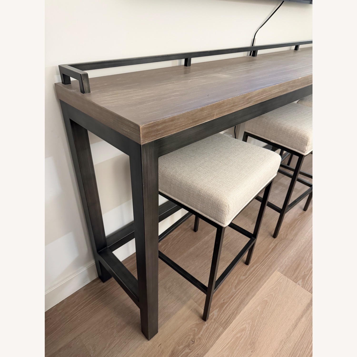 Industrial Console Table with 3 Stools - image-4