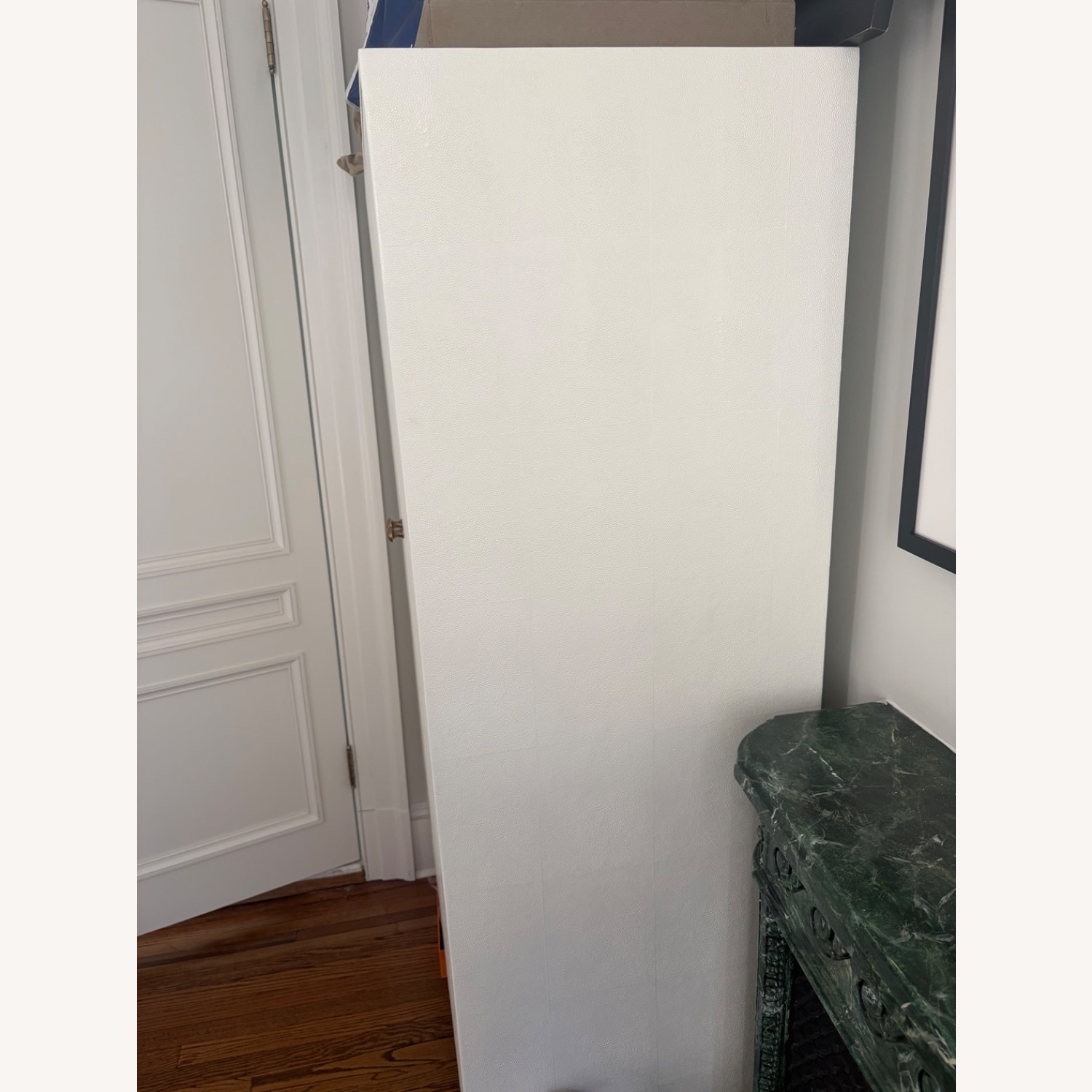 White Faux Shagreen Armoire - image-2