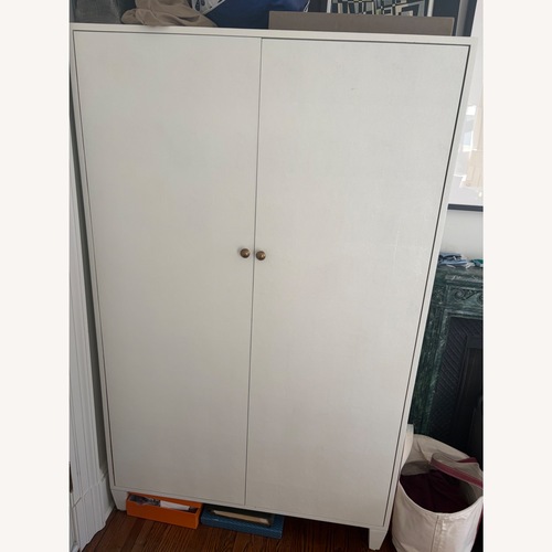 Used White Faux Shagreen Armoire for sale on AptDeco