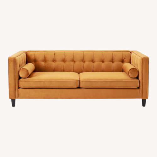 Used Ginger Faux Leather 2 Seater Sofa for sale on AptDeco