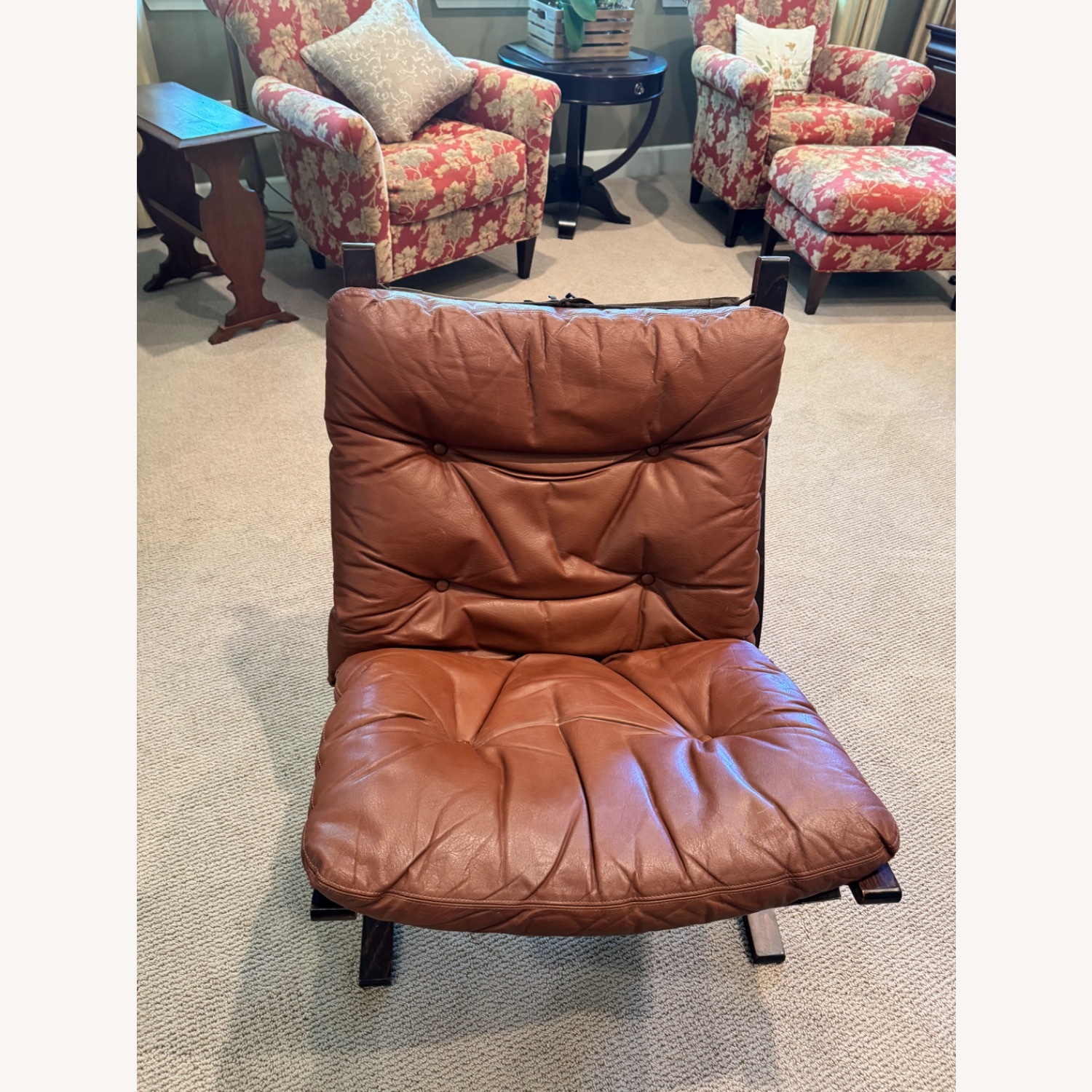 Westnofa Dark Brown Leather Accent Chair - image-4