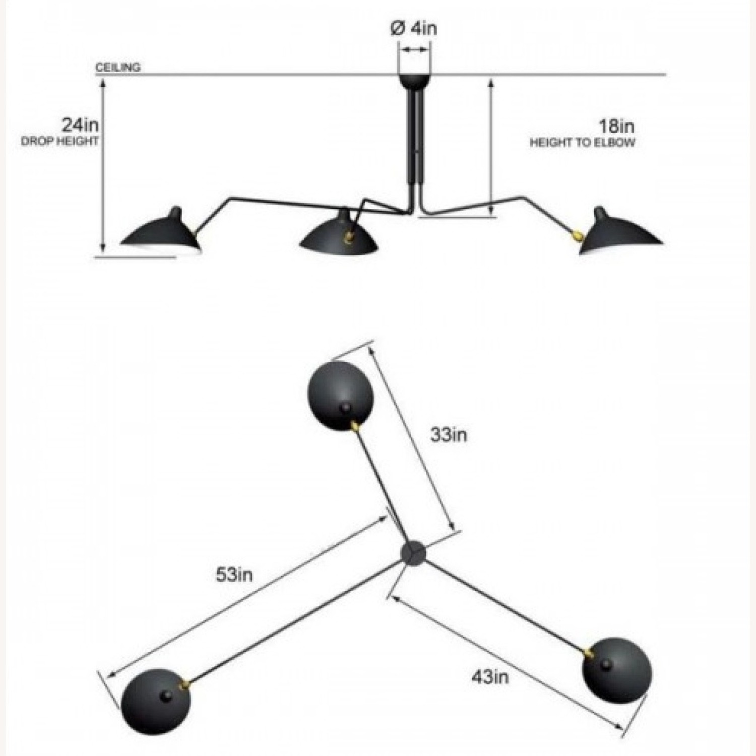 Design Within Reach Serge Mouille 3-Arm Ceiling Fixture - image-2