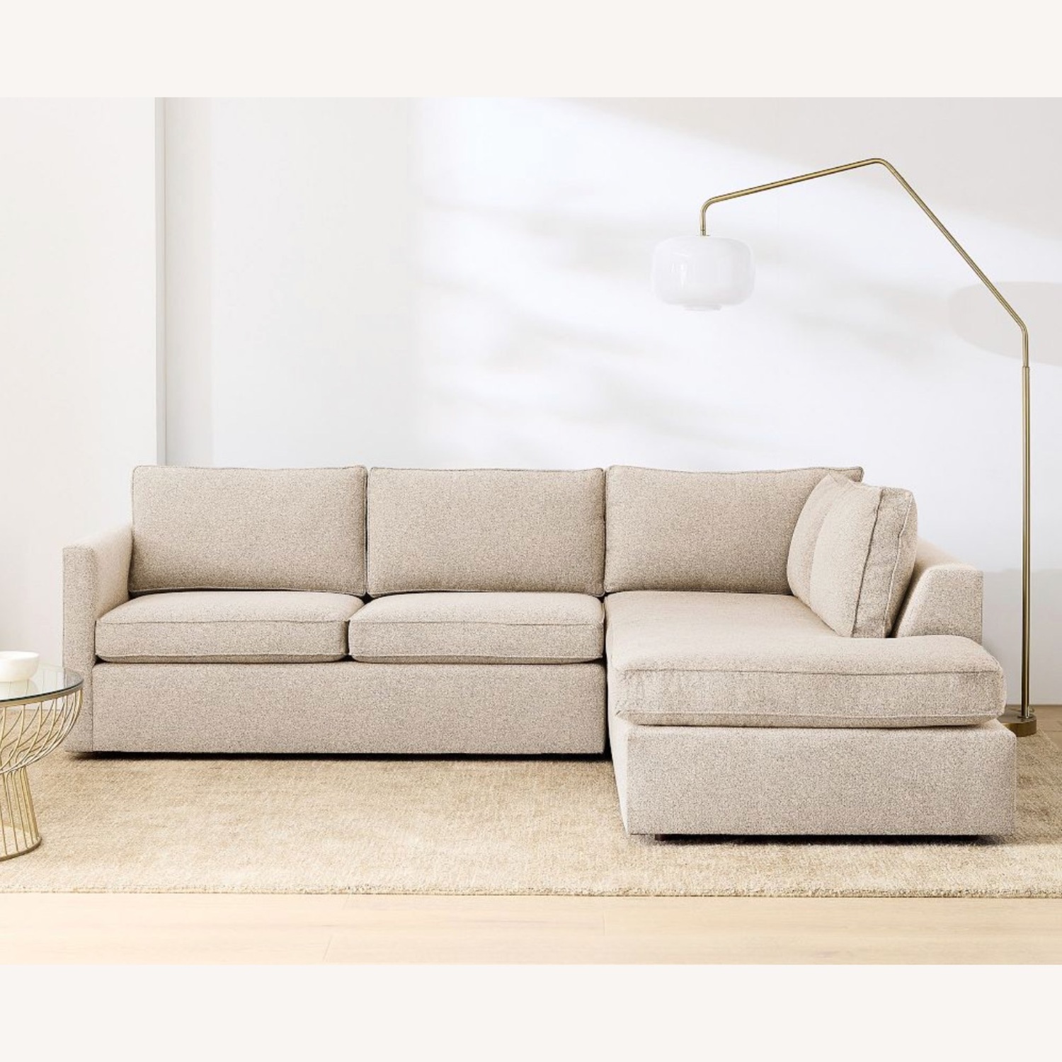 West Elm Harris White Fabric 2 Piece Sectional - image-18