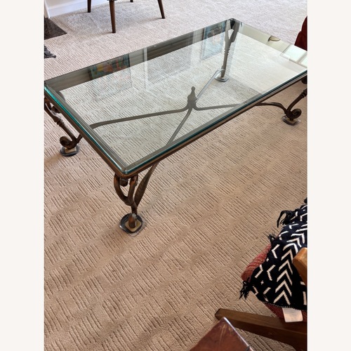 Used French Regency Style Glass Gold Coffee Table for sale on AptDeco
