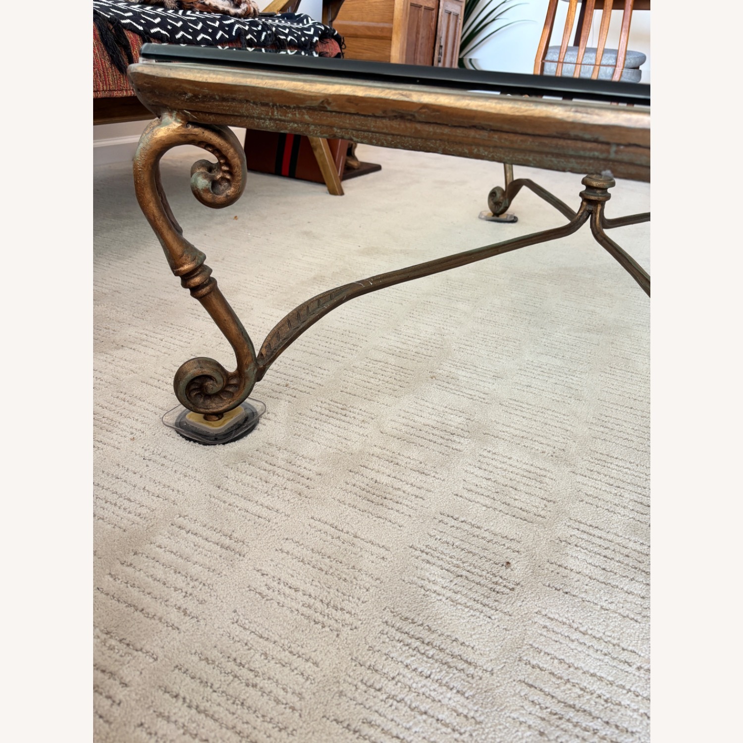 French Regency Style Glass Gold Coffee Table - image-3