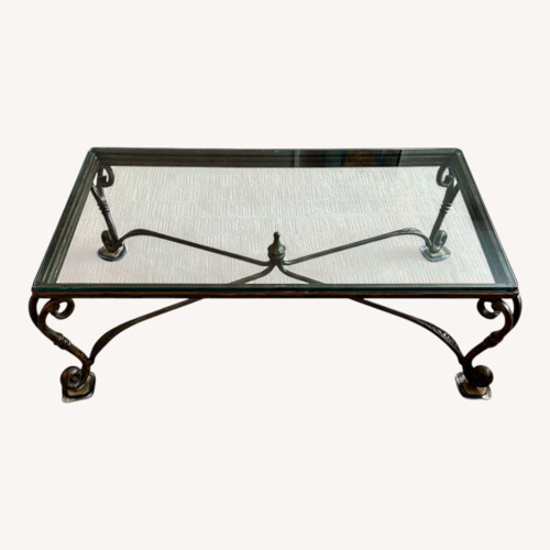 Used French Regency Style Glass Gold Coffee Table for sale on AptDeco
