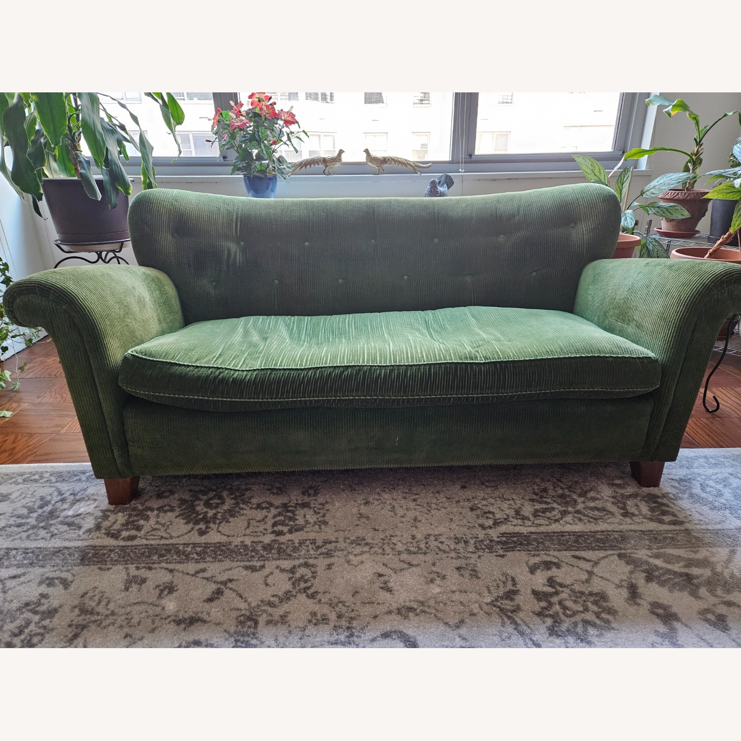 Green Fabric 2 Seater Sofa - image-1