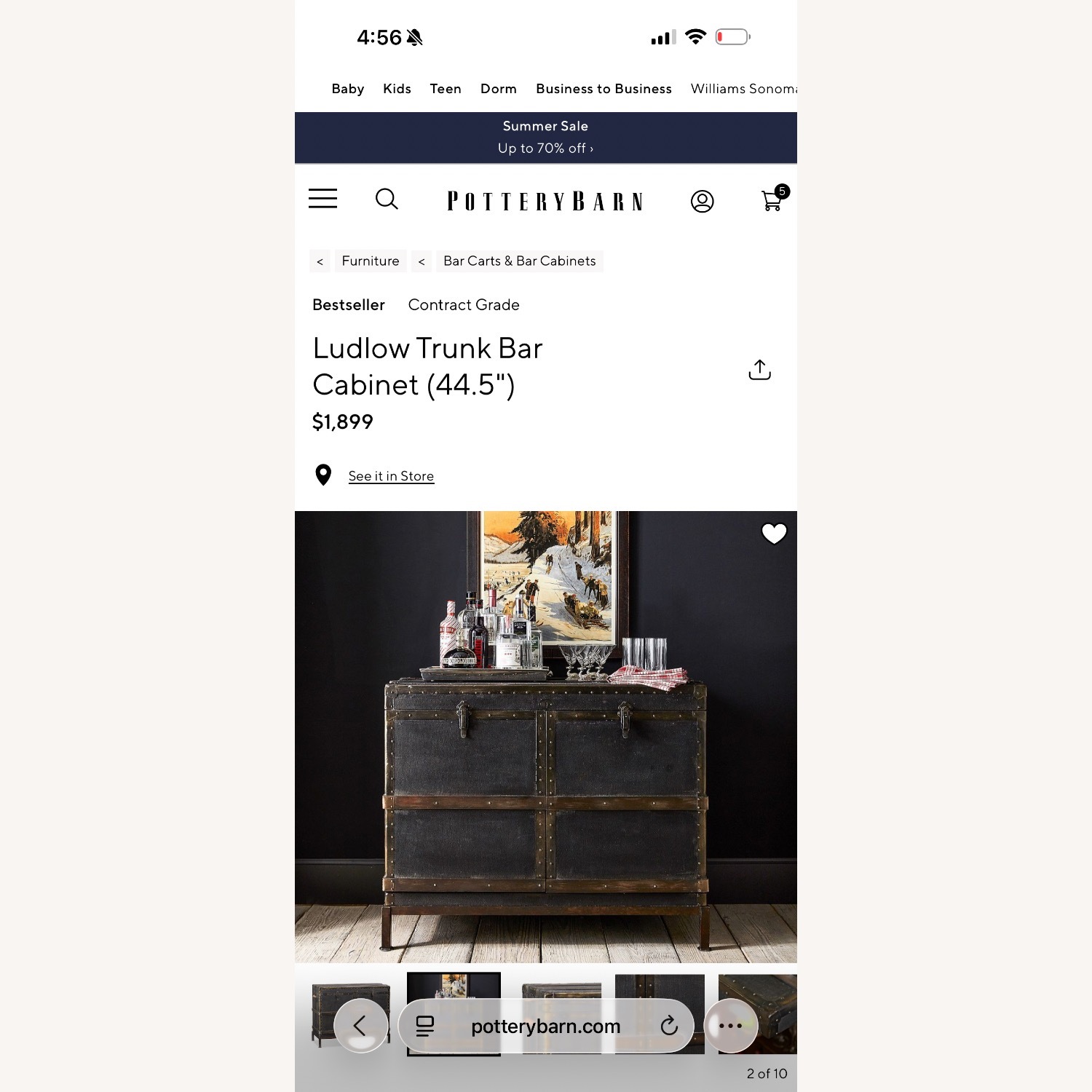 Pottery Barn Black Bar Cart - image-3