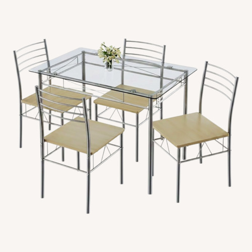 Used VECELO Light Gray-Glass Dining Set for sale on AptDeco