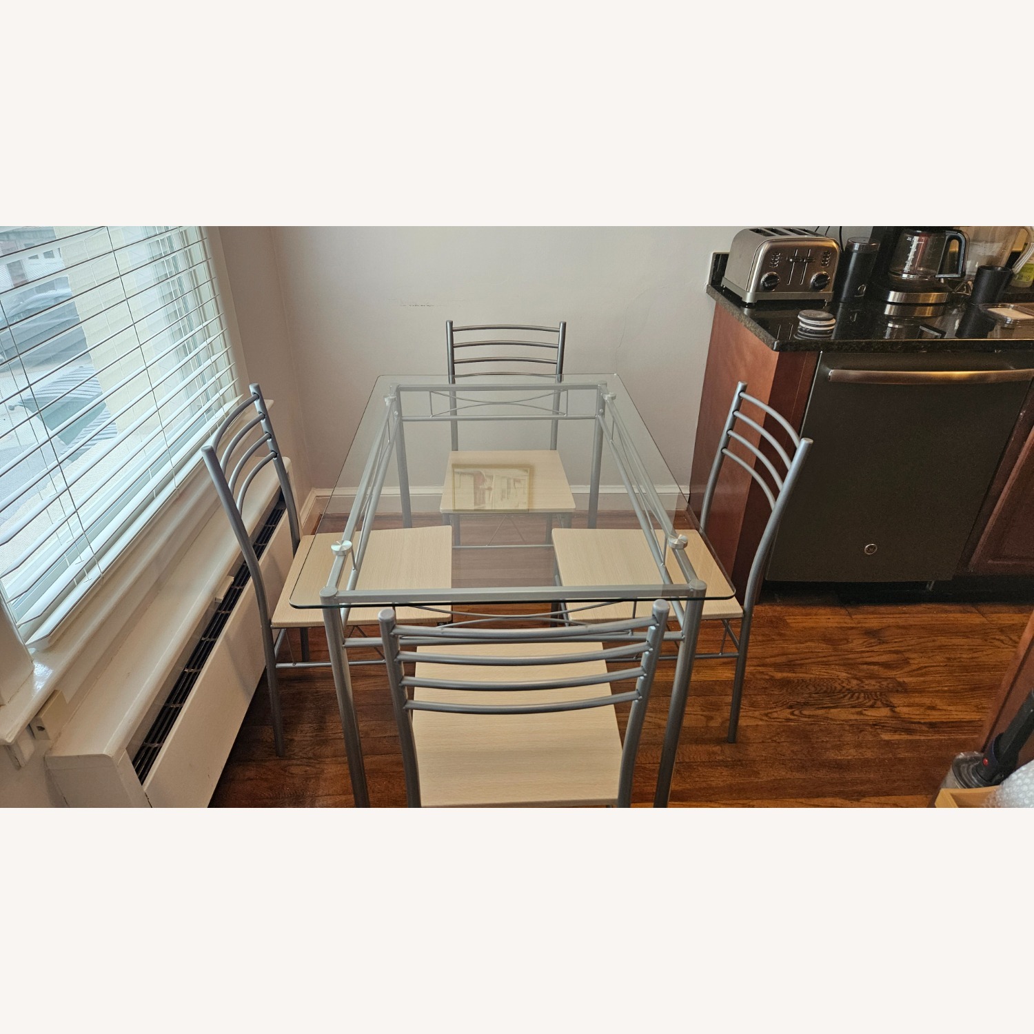 VECELO Light Gray-Glass Dining Set - image-2