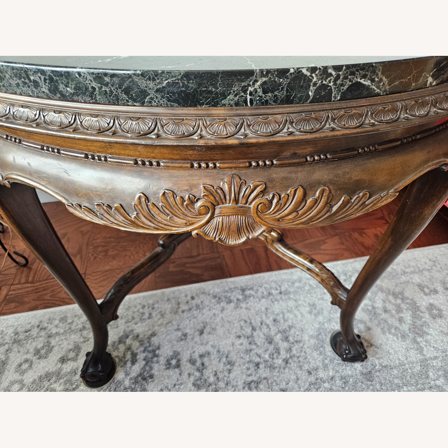Vintage/Antique Wood Marble Side Table - image-3