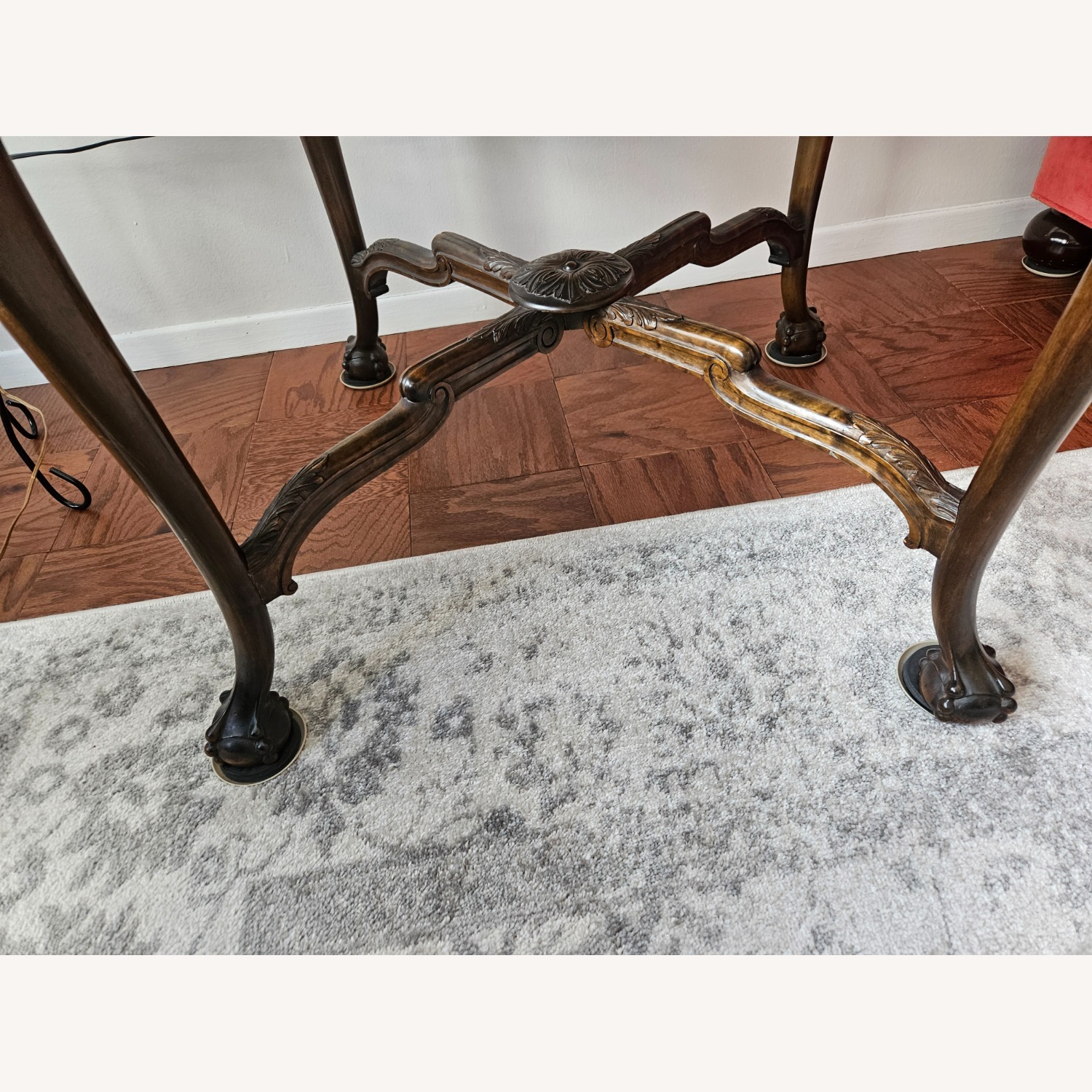 Vintage/Antique Wood Marble Side Table - image-5