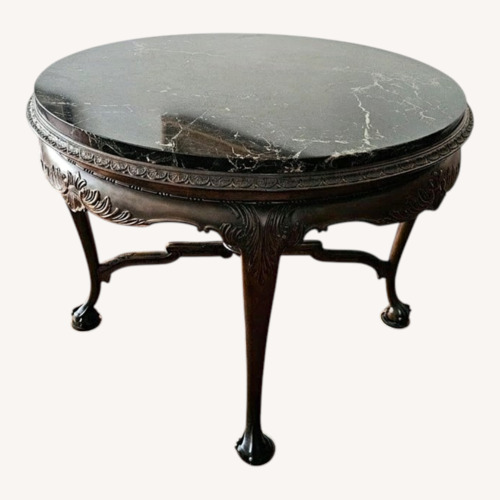 Used Vintage/Antique Wood Marble Side Table for sale on AptDeco