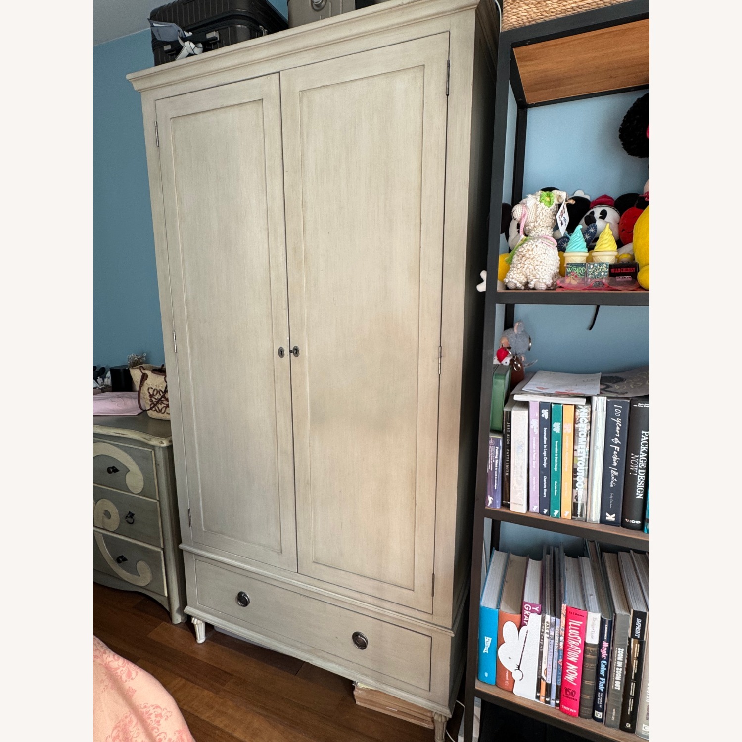 Restoration Hardware Light Gray Wood Armoire - image-3