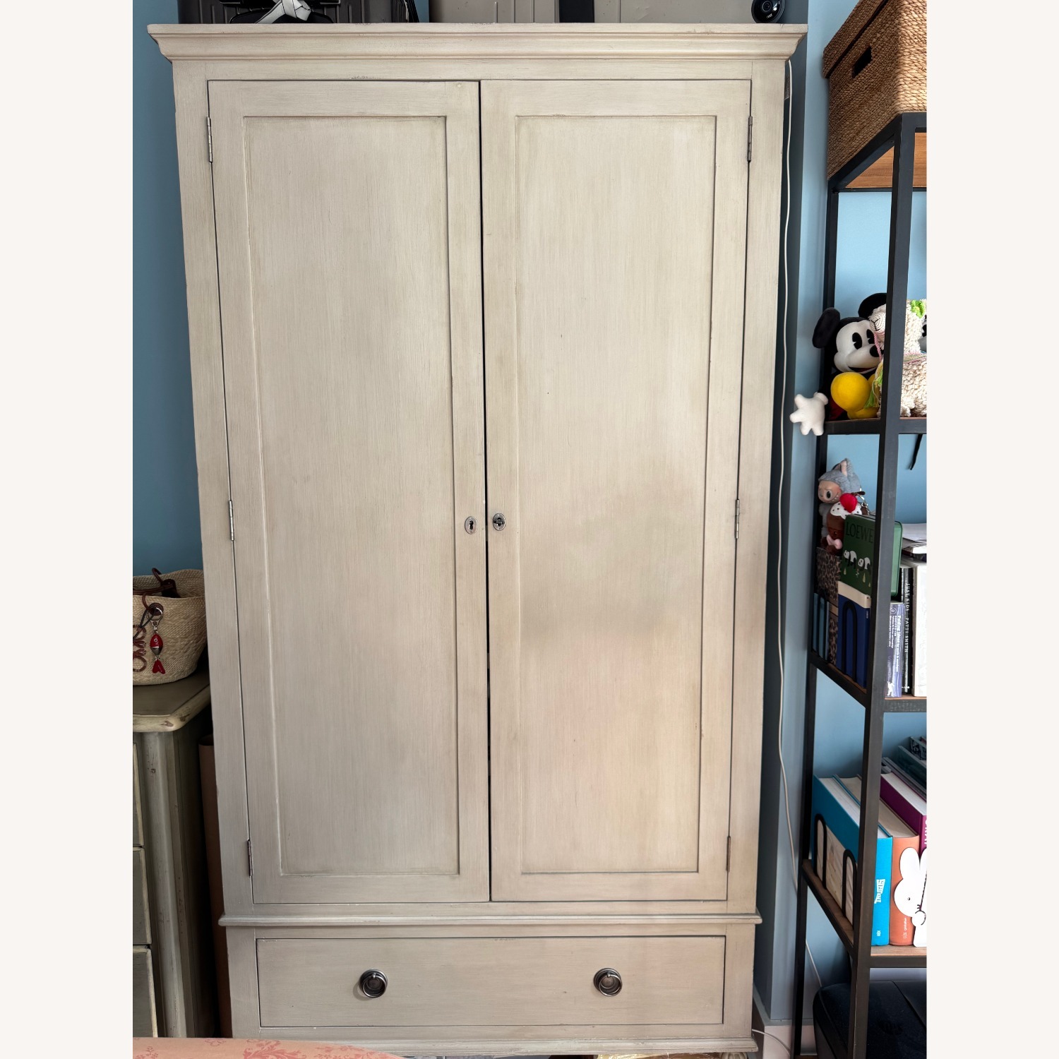Restoration Hardware Light Gray Wood Armoire - image-4