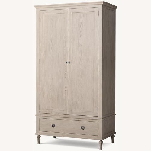 Used Restoration Hardware Light Gray Wood Armoire for sale on AptDeco