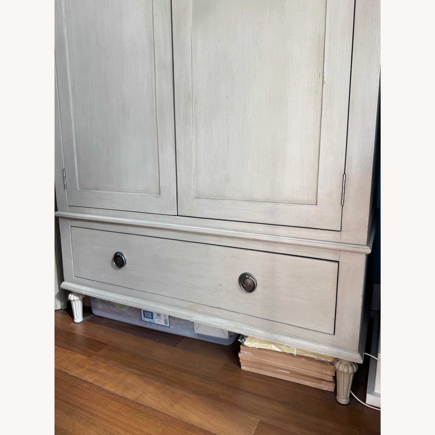 Restoration Hardware Light Gray Wood Armoire - image-6