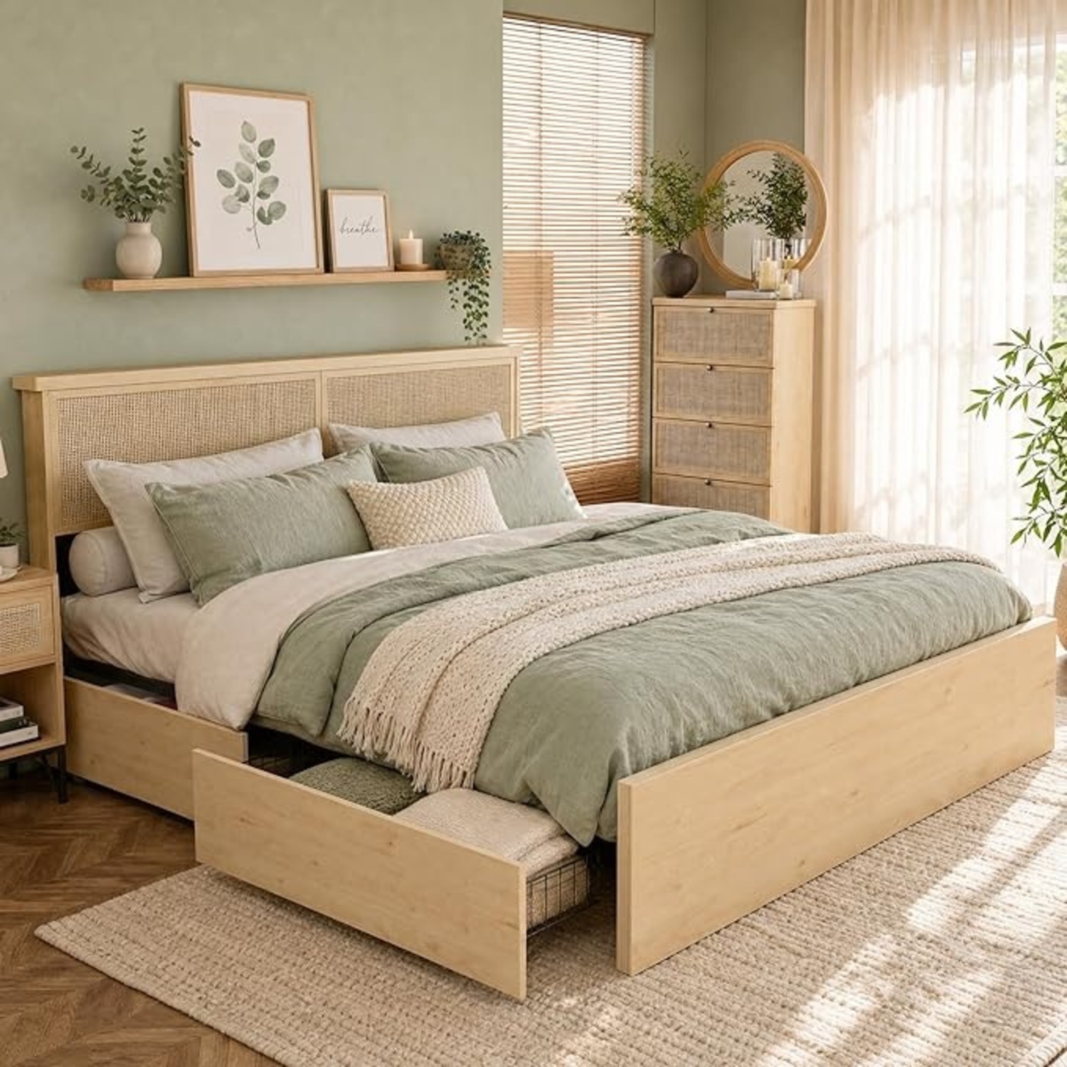 Amazon Queen Bed Frame with 4 Storage Drawers - image-5