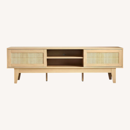 Used Amazon Boho Natural Wood Tv Stand for sale on AptDeco