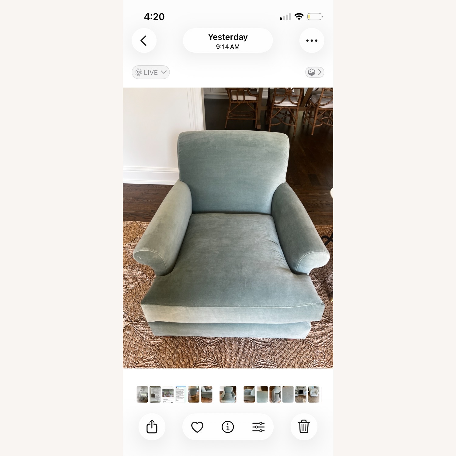 Anthropologie Willoughby Blue Velvet Armchair - image-5