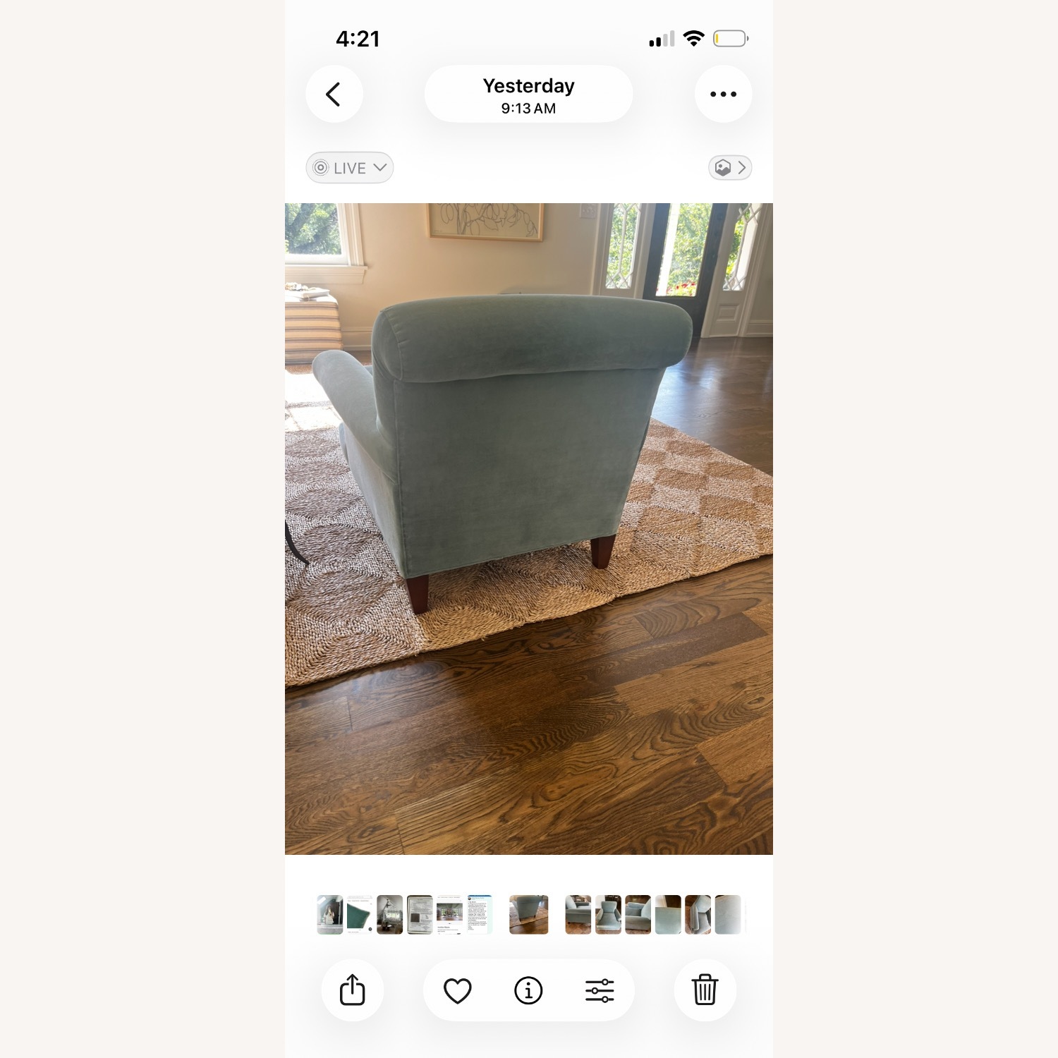 Anthropologie Willoughby Blue Velvet Armchair - image-7