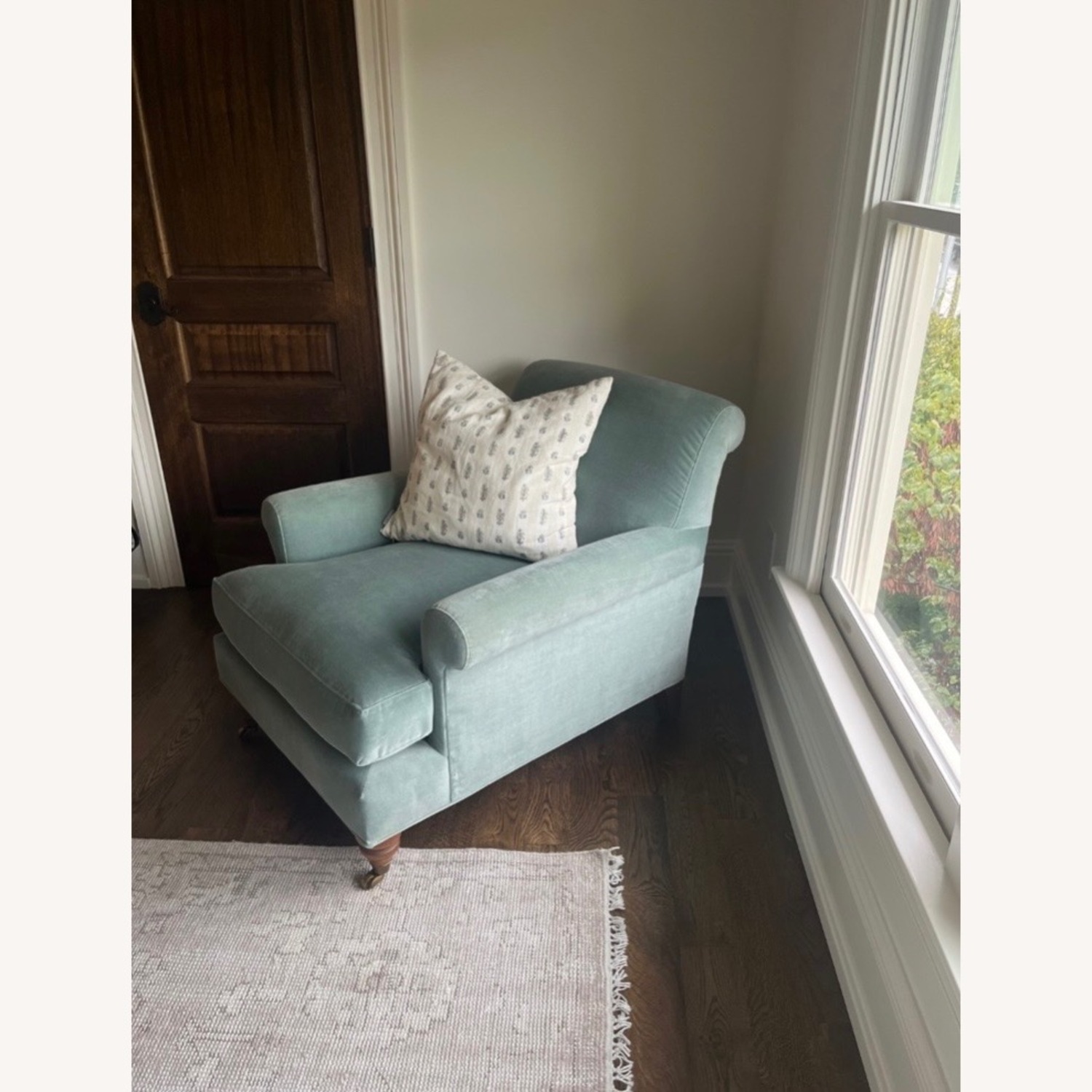 Anthropologie Willoughby Blue Velvet Armchair - image-2