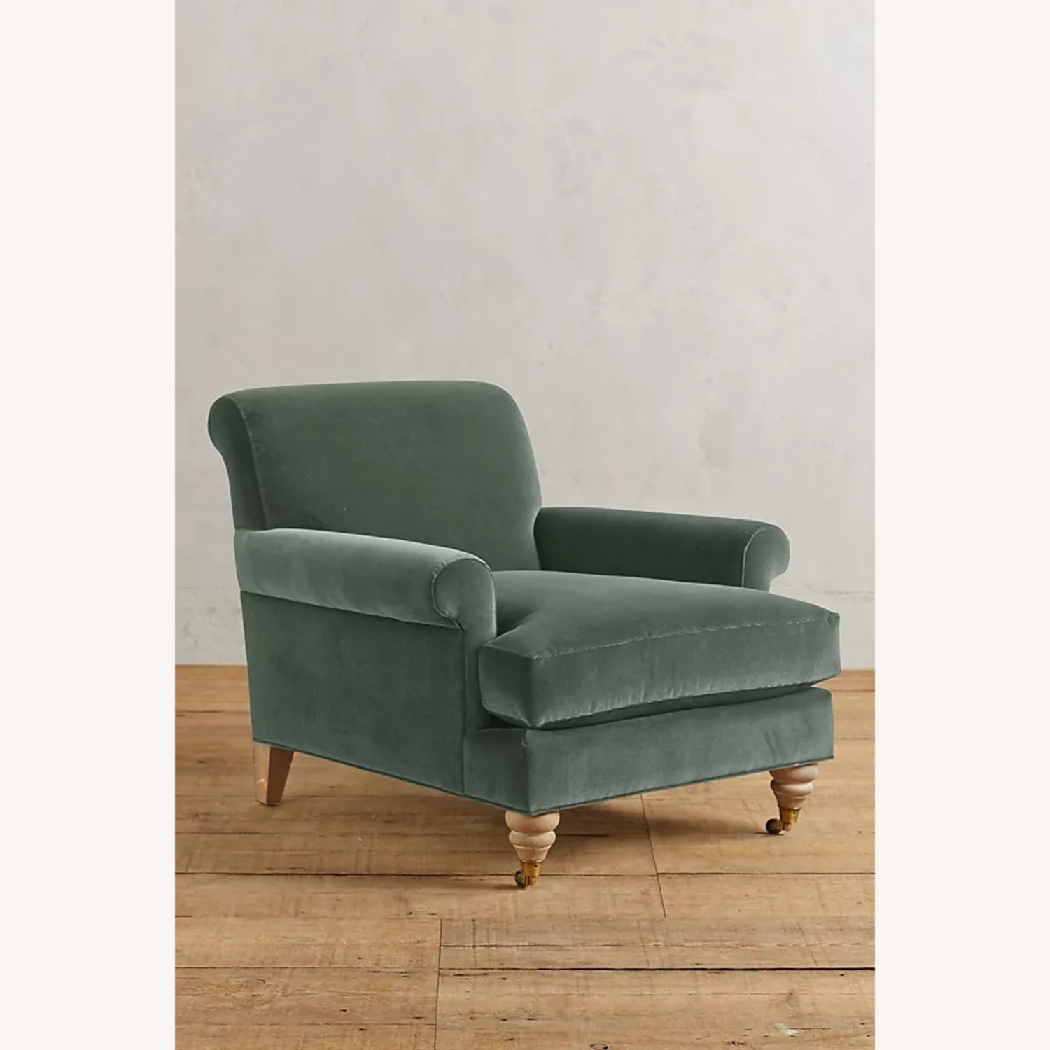 Anthropologie Willoughby Blue Velvet Armchair - image-9