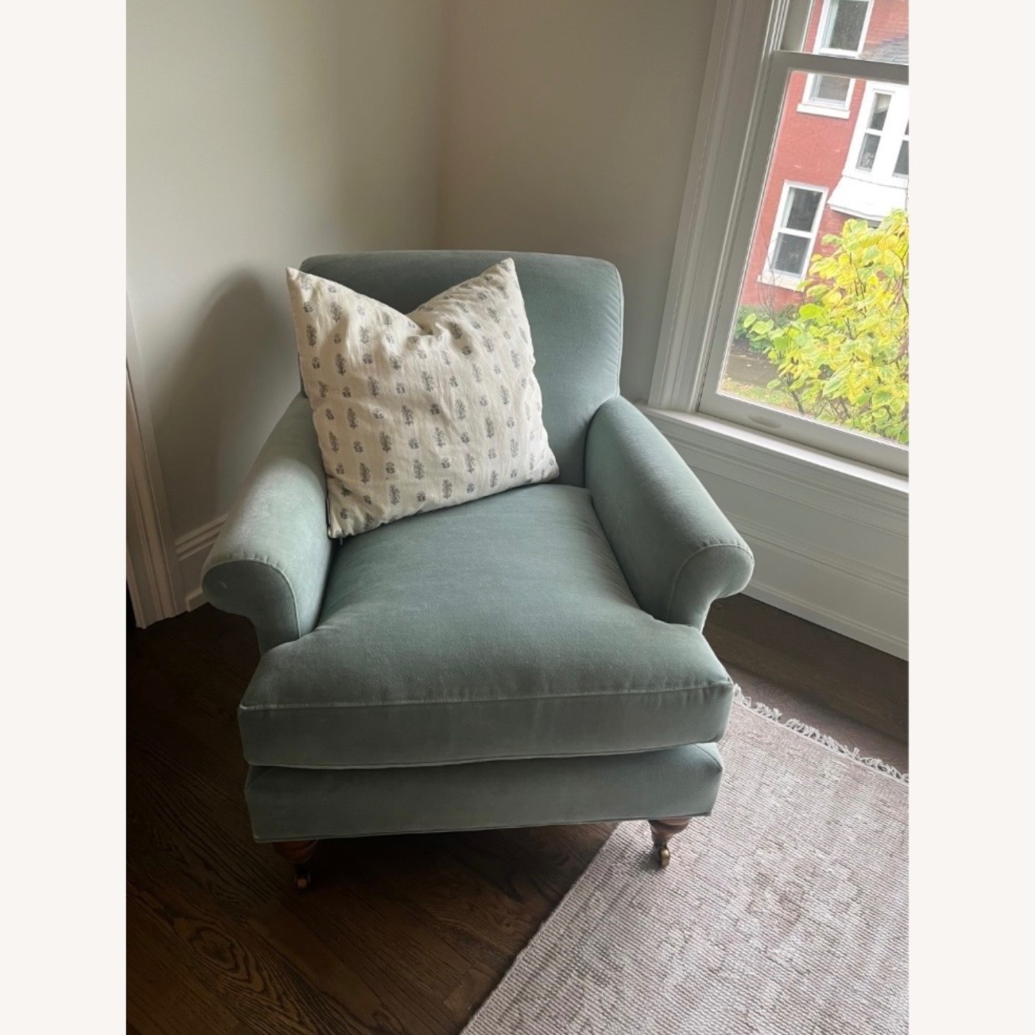 Anthropologie Willoughby Blue Velvet Armchair - image-1