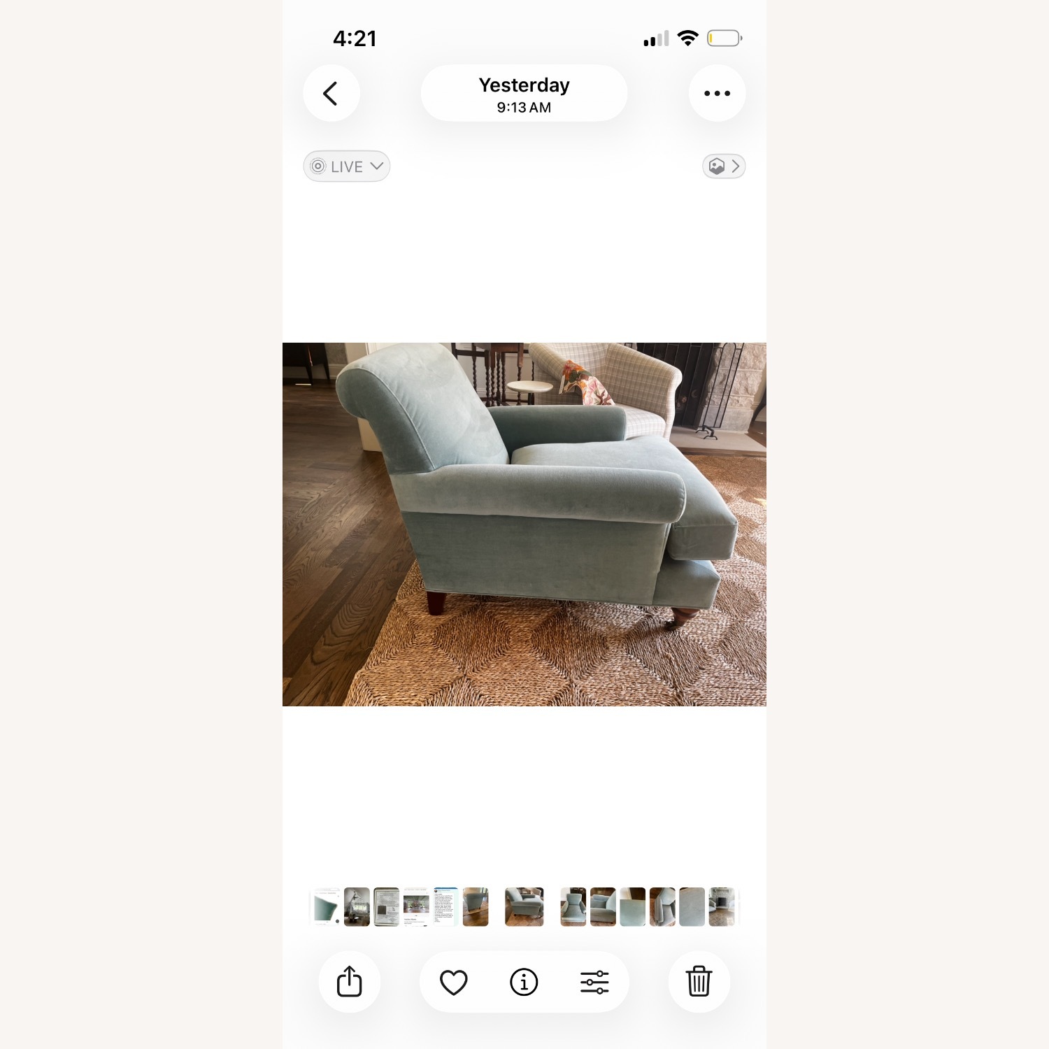 Anthropologie Willoughby Blue Velvet Armchair - image-6