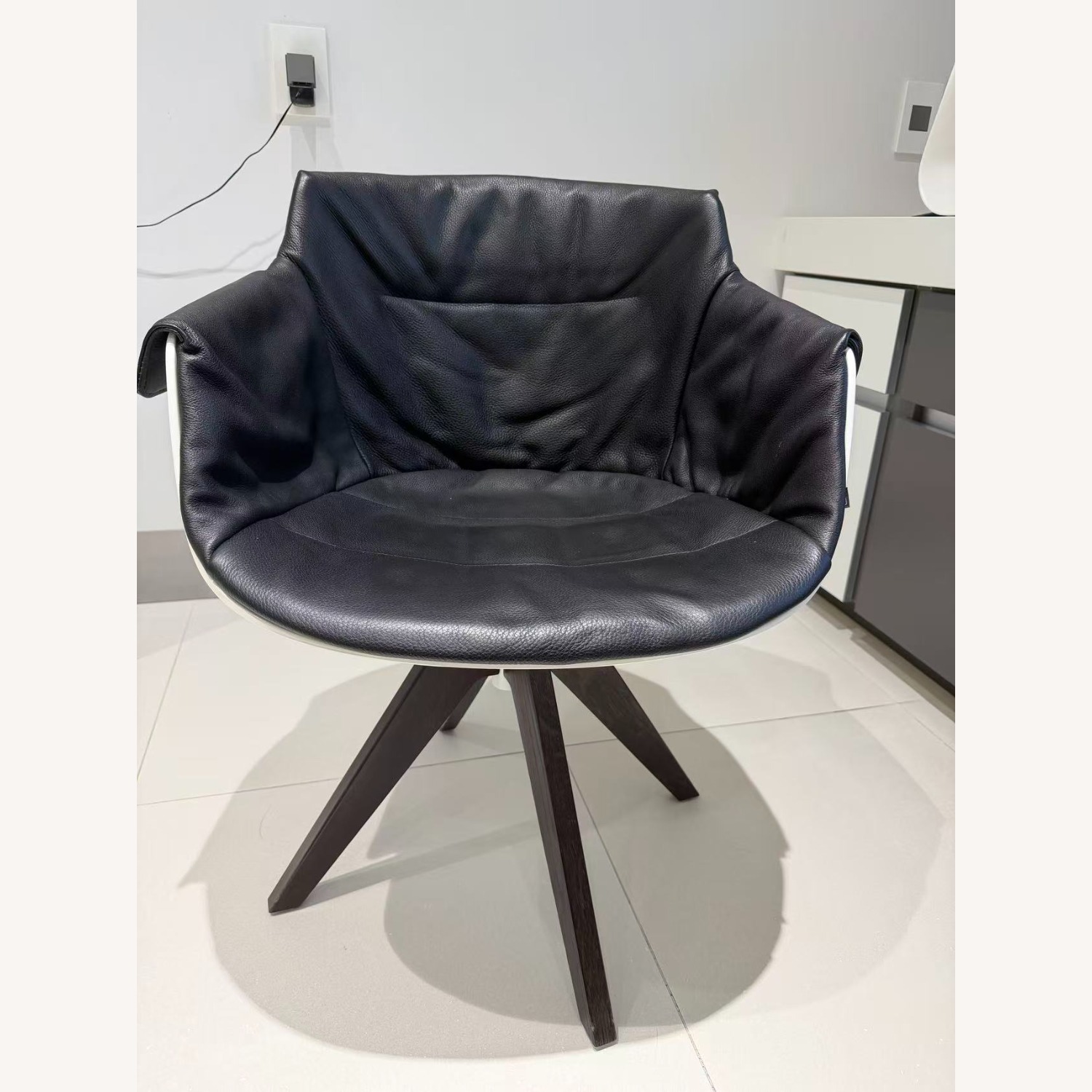 MDF Italia Leather Swivel Armchair  - image-6