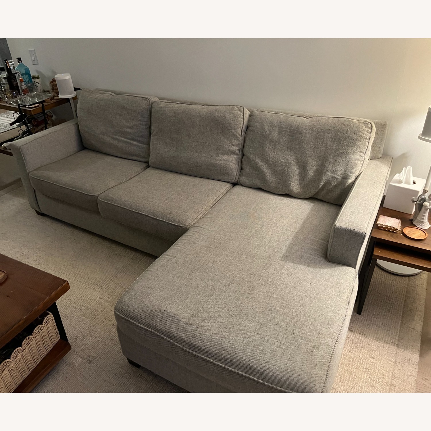West Elm Henry Gravel Twill Chaise Lounge - image-3