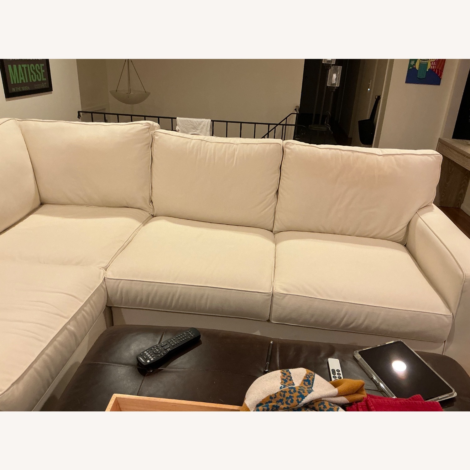 Pottery Barn White Fabric 3+ Piece Sectional - image-11