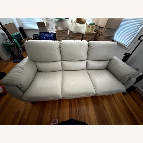 Used Raymour & Flanigan White Leather 3+ Seater Sofa for sale on AptDeco