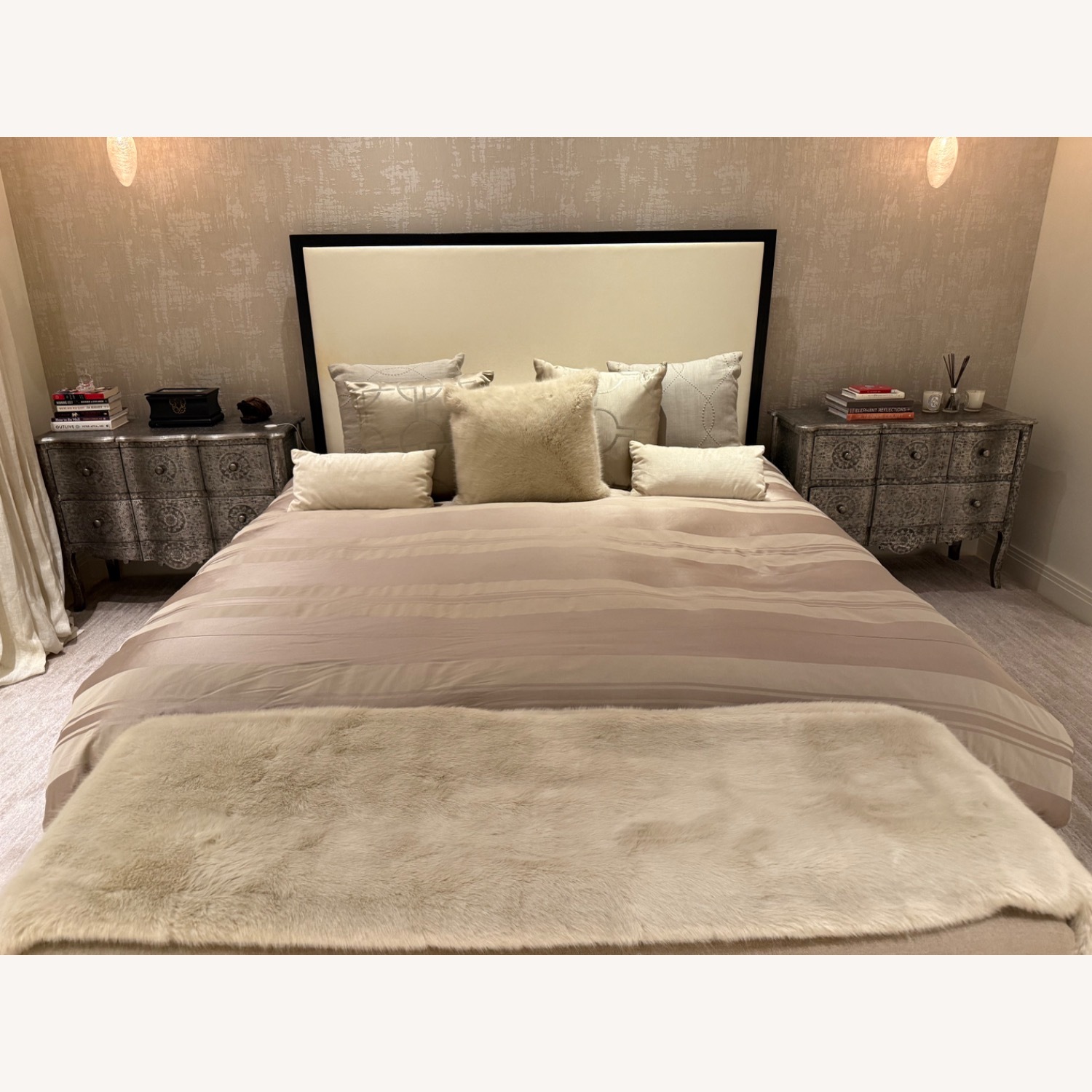 Dark Brown Walnut King Bed - image-1