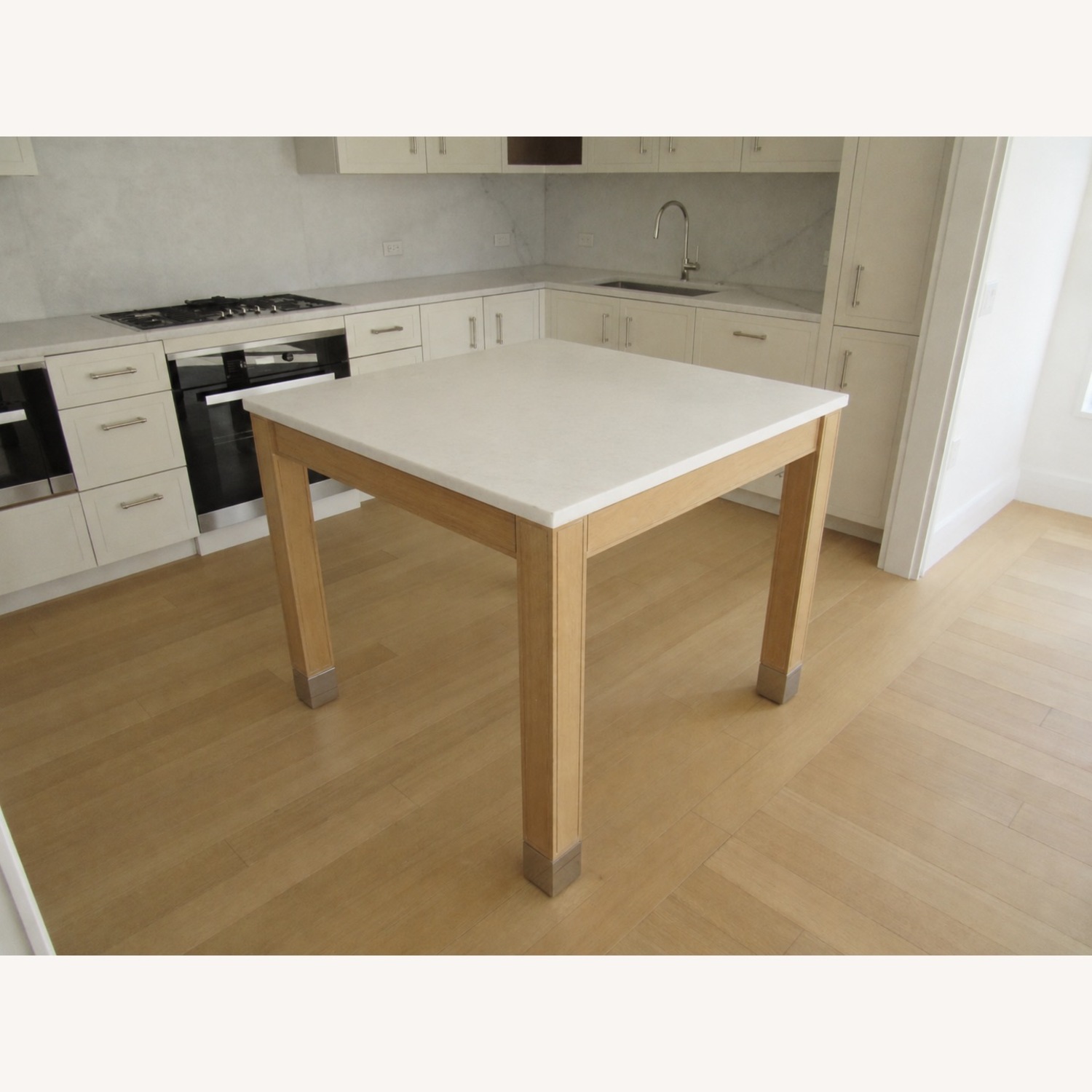 White Stone Kitchen Island - image-1