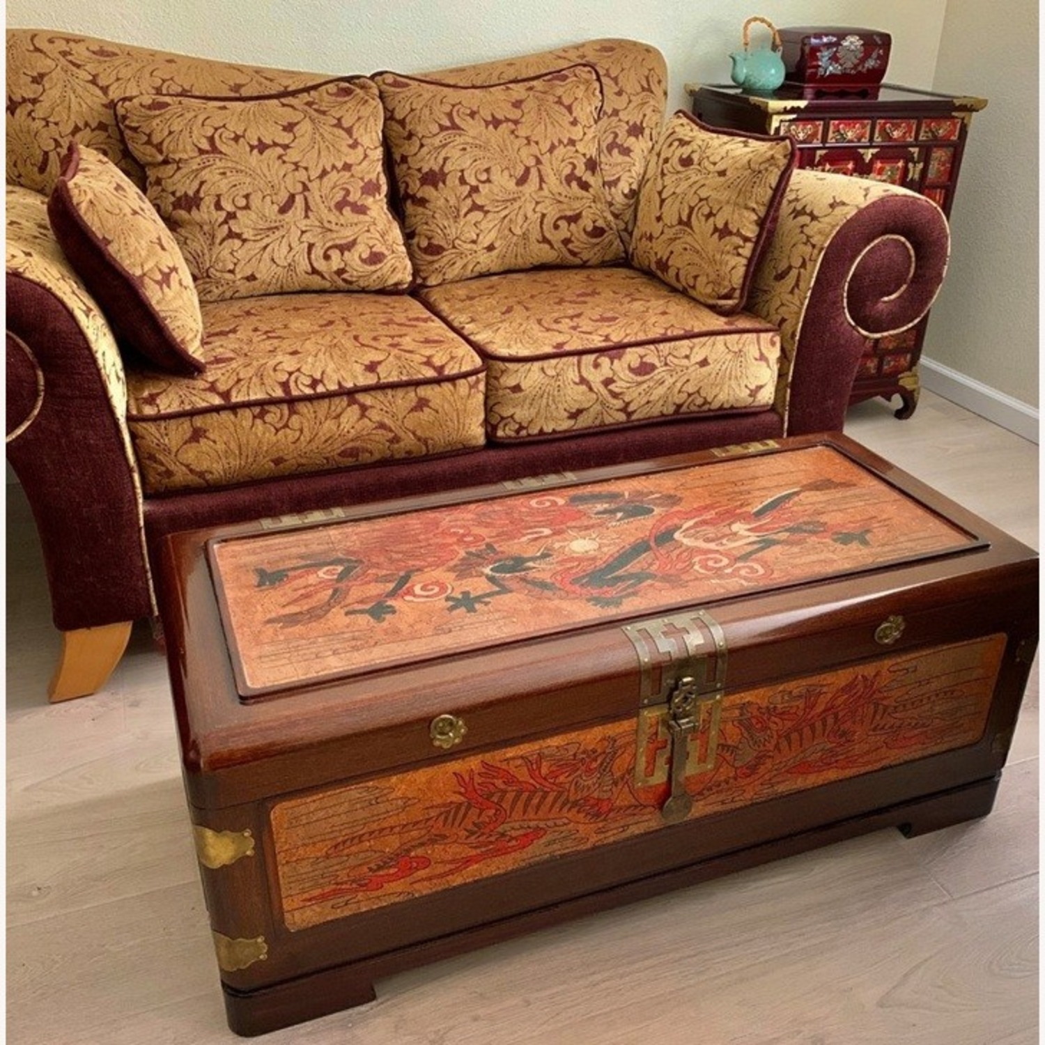 Solid Wood Trunk w Brass Hardware - image-1