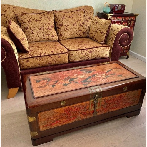 Used Solid Wood Trunk w Brass Hardware for sale on AptDeco