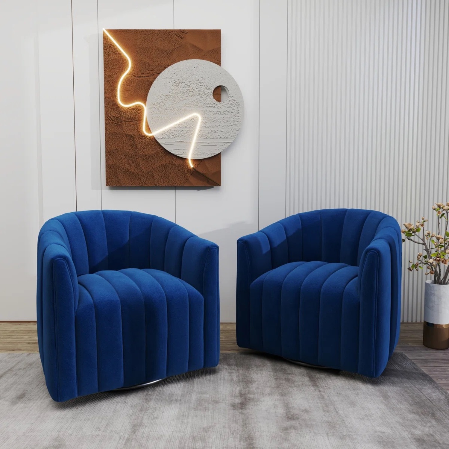 Wayfair Mercer41 Blue Velvet Accent Chairs - image-1