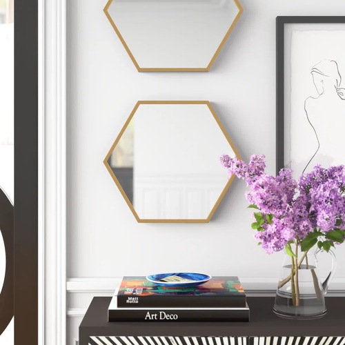 Used Wayfair Gold Wall Mirror Set of 3 for sale on AptDeco