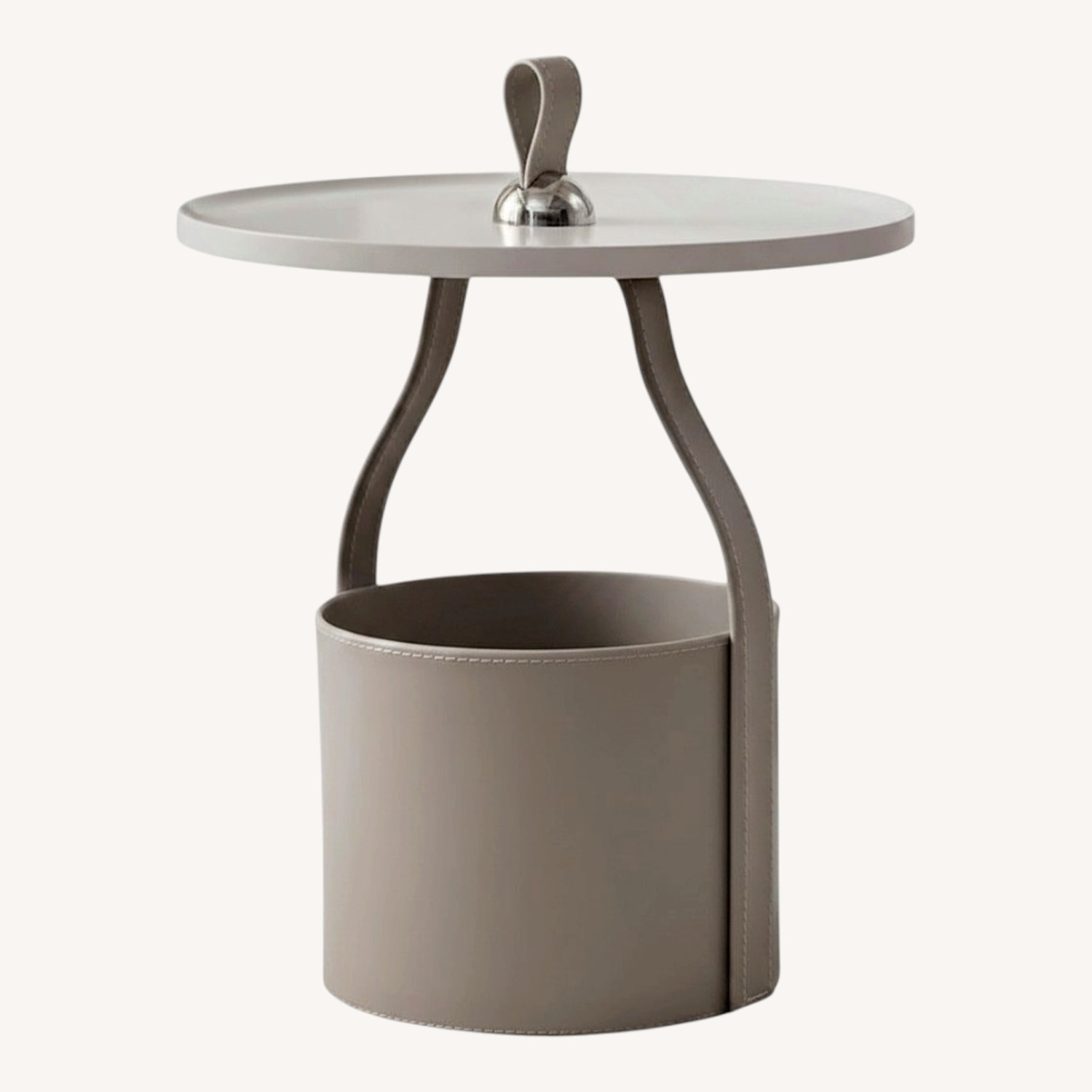 Light Gray Leather Side Table (Hermes-inspired) - image-0